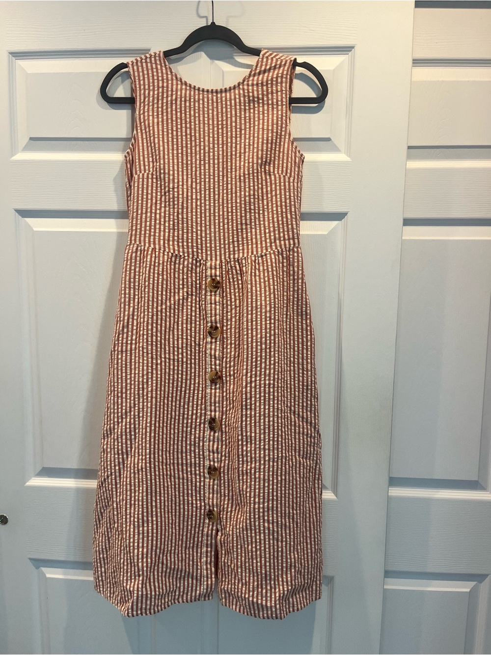 Mango Rust-and-White Striped Sleeveless Button-Front Midi - Picture 2 of 4